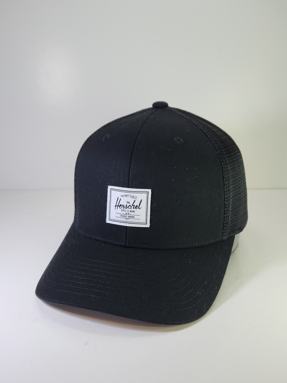 Herschel Supply Company Black Mesh Trucker Hat with White Patch